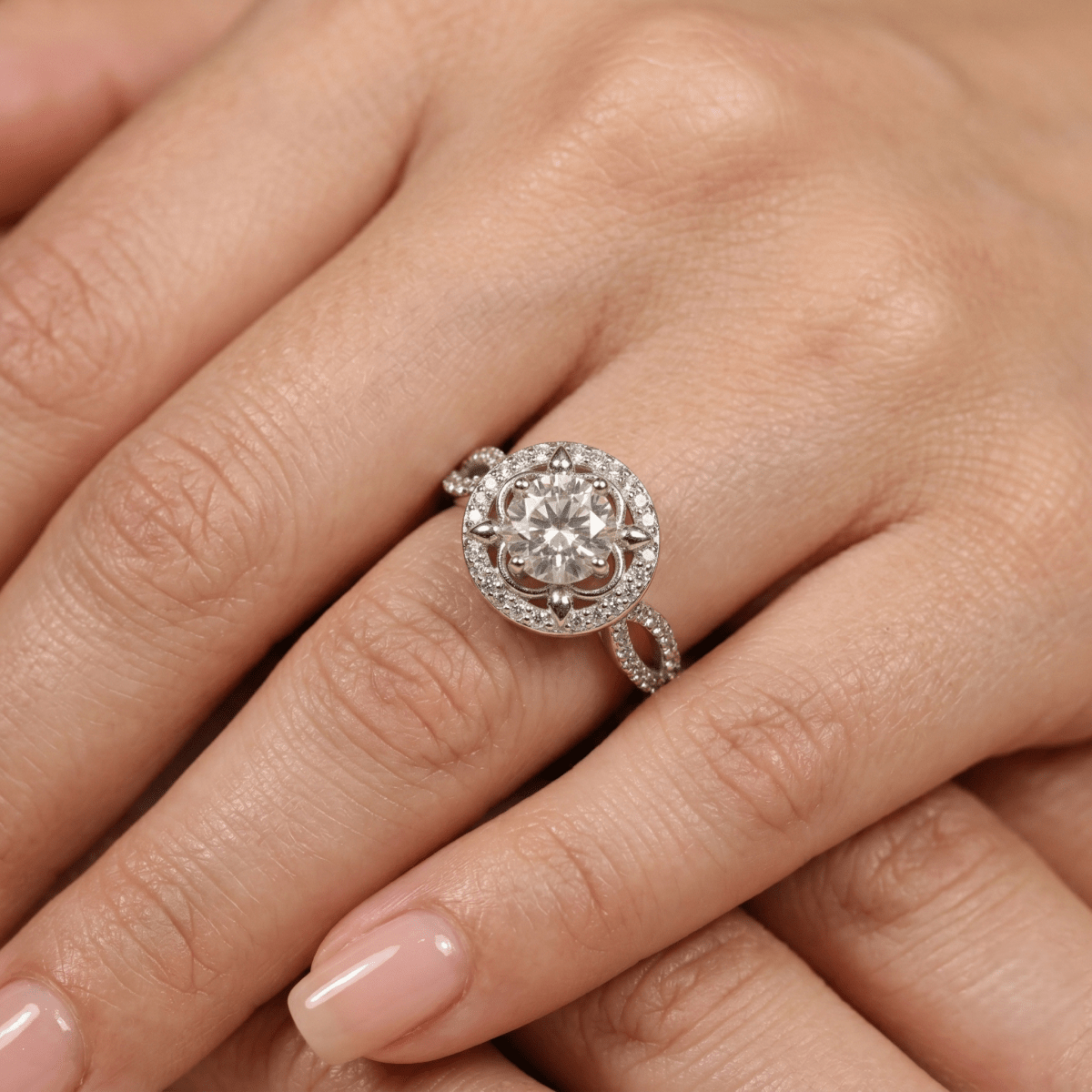 Celestia Halo Twist Silver Ring - Silvorn India