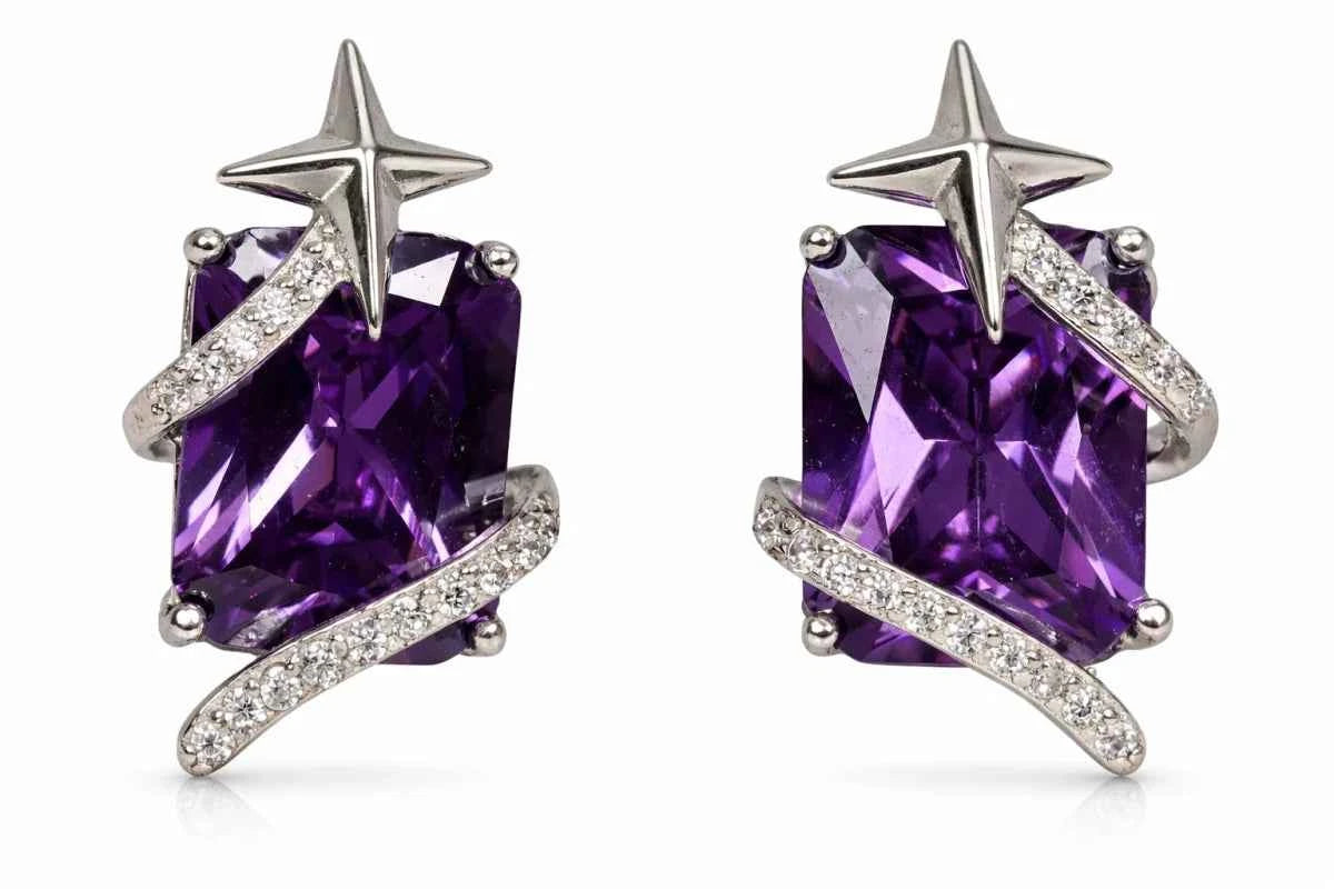 Celestial Amethyst Galaxy Studs