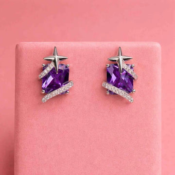 Celestial Amethyst Galaxy Studs