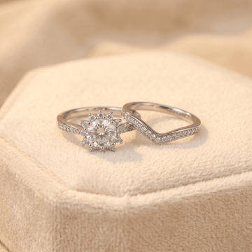 Celestial Bloom Dual Ring Set in 925 Sterling - Silvorn India