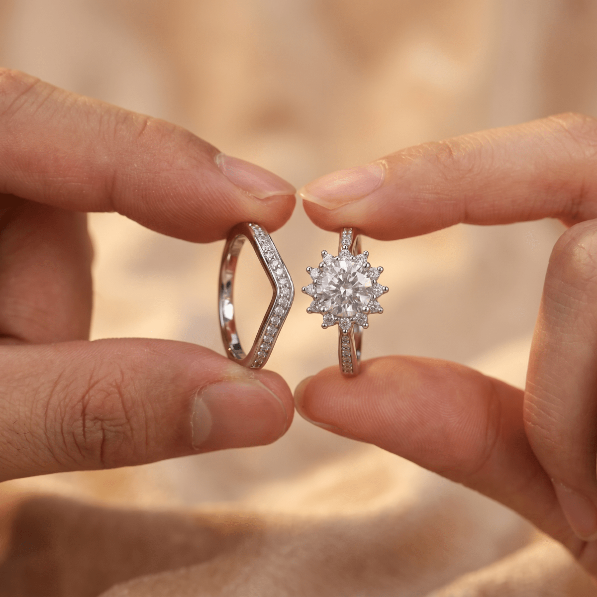 Celestial Bloom Dual Ring Set in 925 Sterling - Silvorn India