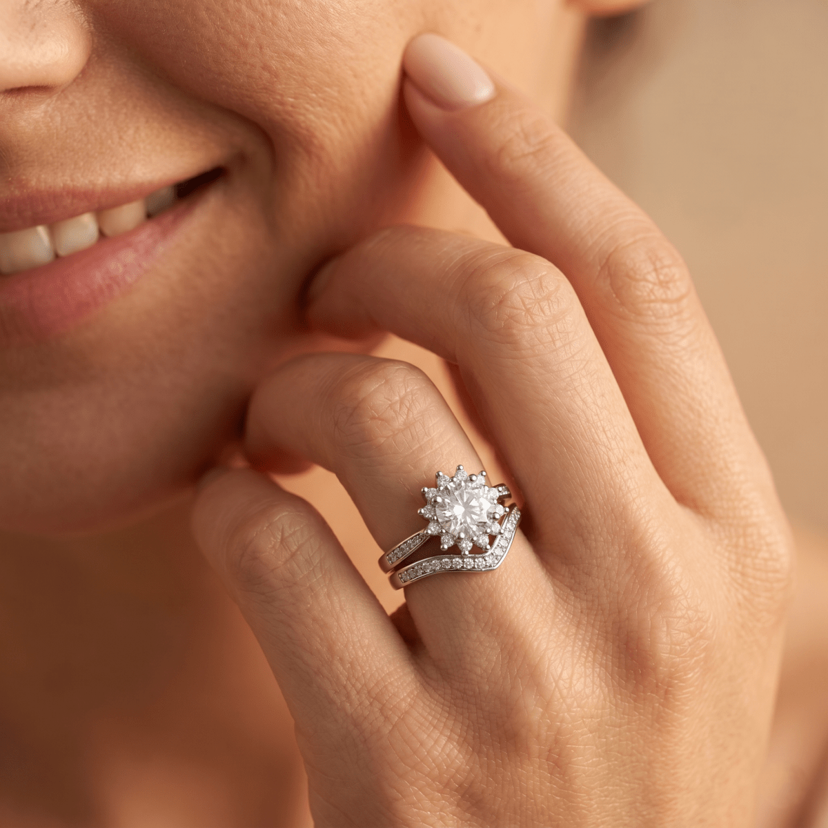 Celestial Bloom Dual Ring Set in 925 Sterling - Silvorn India