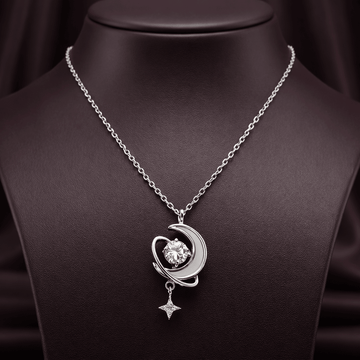 Celestial Crescent Sparkle Pendant Necklace - Silvorn India