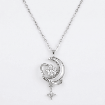Celestial Crescent Sparkle Pendant Necklace - Silvorn India
