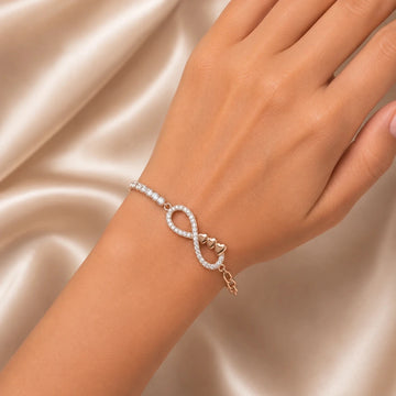 Celestial Infinity Rose Gold Plated Sterling Silver Bracelet - Silvorn India