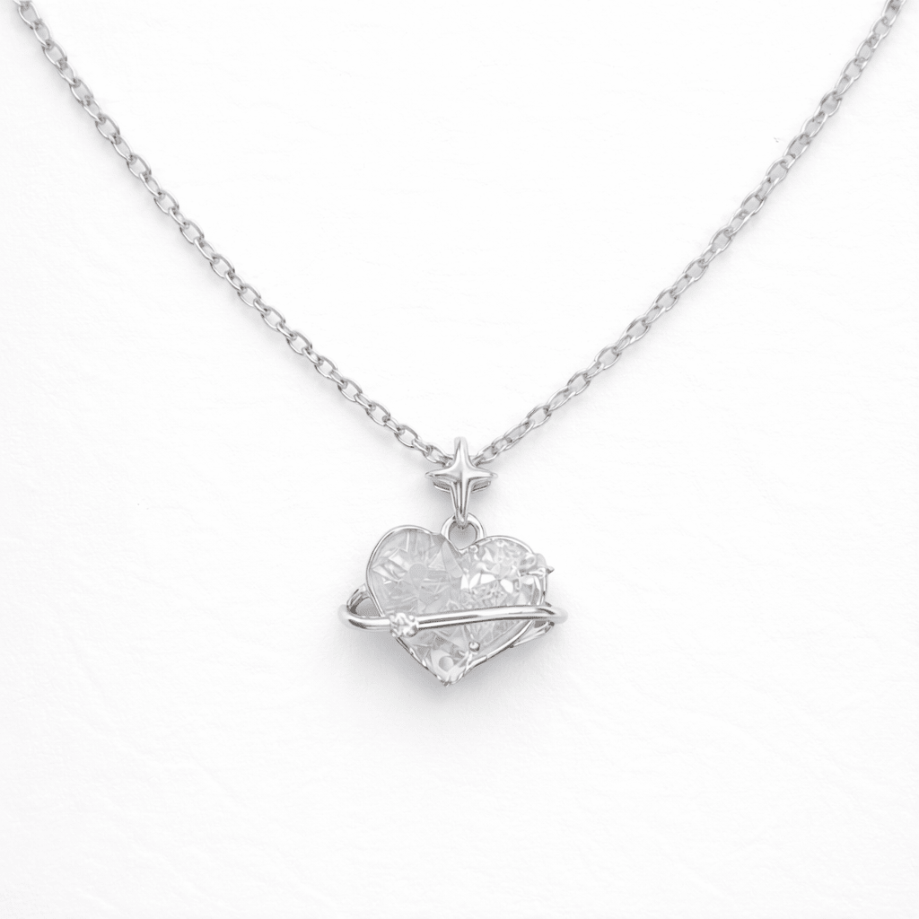 Celestial Orbit Heart Pendant in Elegance - Silvorn India