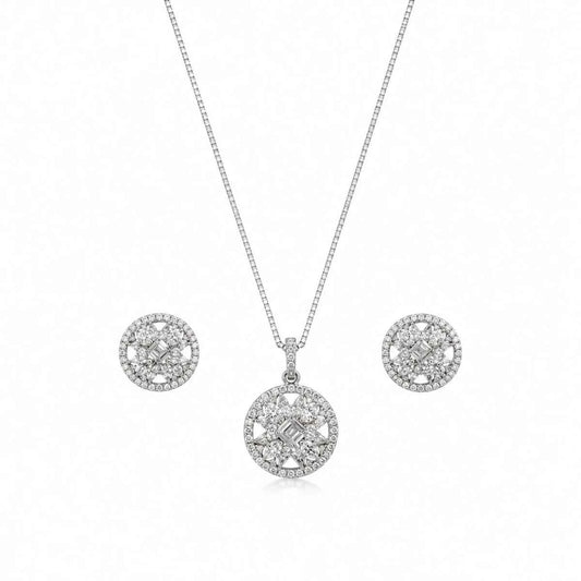 Celestial Sparkle Pendant Set with Stud Earrings - 925 Silver Jewelery