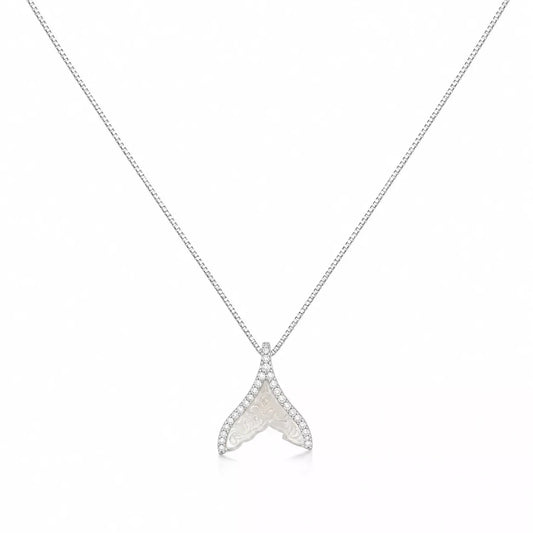 Celestial V-Shaped Crystal Pendant Necklace - 925 Silver Jewelery