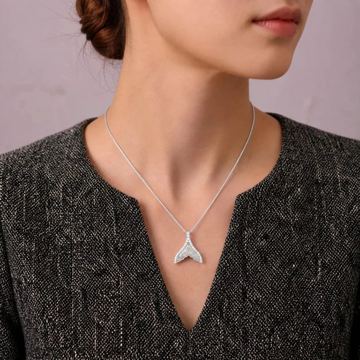 Celestial V - Shaped Crystal Pendant Necklace - Silvorn India