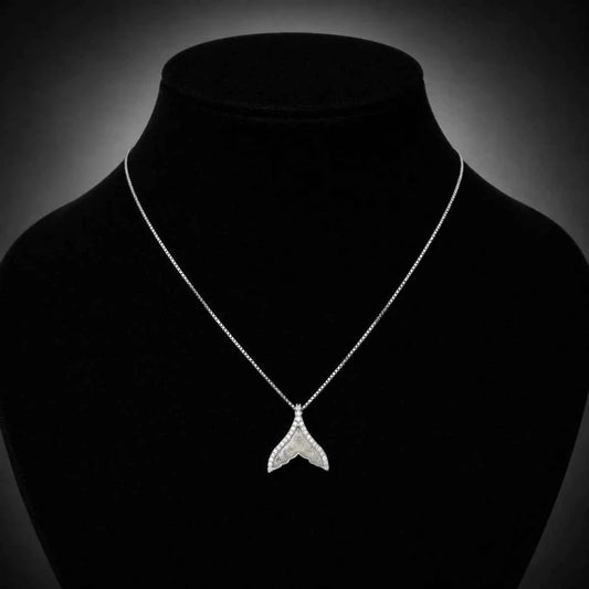 Celestial V-Shaped Crystal Pendant Necklace - 925 Silver Jewelery