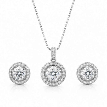 Circular Halo Pendant Set for Women