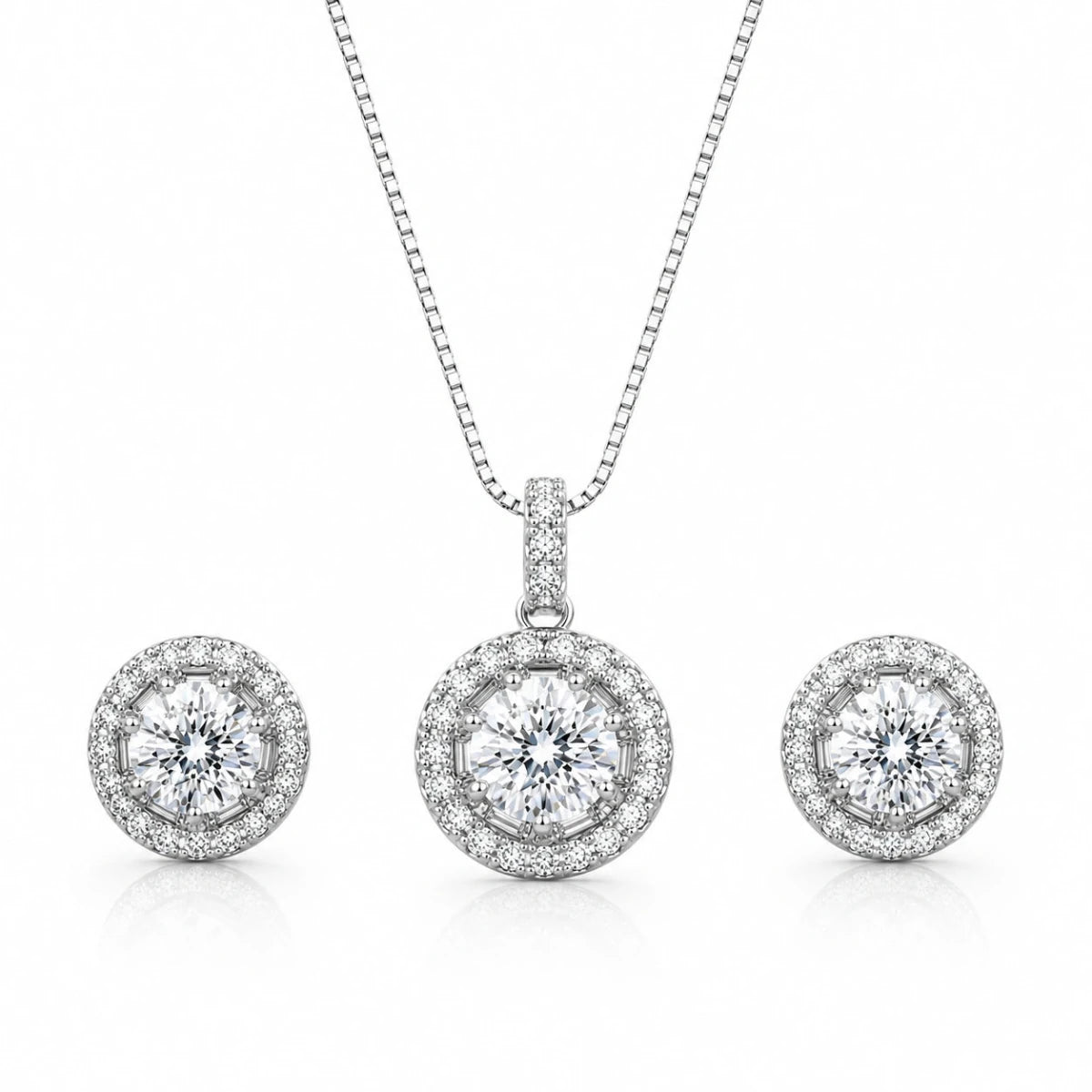 Circular Halo Pendant Set for Women - Silvorn India
