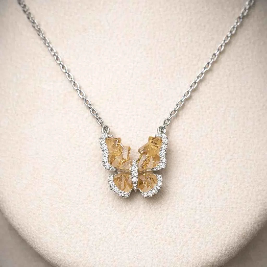 Citrine Yellow Quartz wings - 925 Silver Jewelery