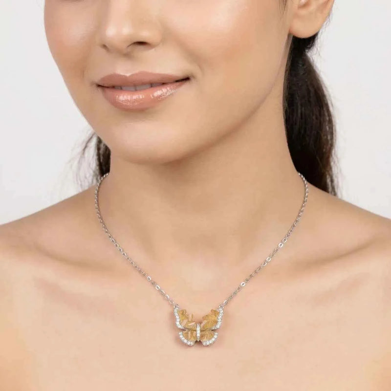 Citrine Yellow Quartz wings - 925 Silver Jewelery