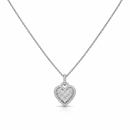 Classic Heart Sparkle Pendant - 925 Silver Jewelery