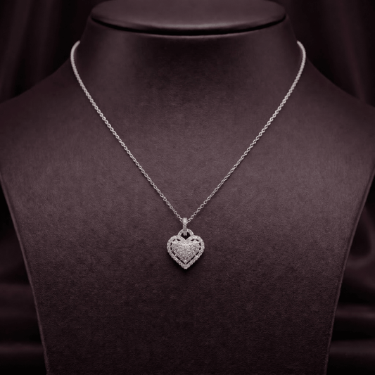 Classic Heart Sparkle Pendant - 925 Silver Jewelery