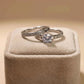 Classic Silver Solitaire Ring Set with Pave Band - Silvorn India