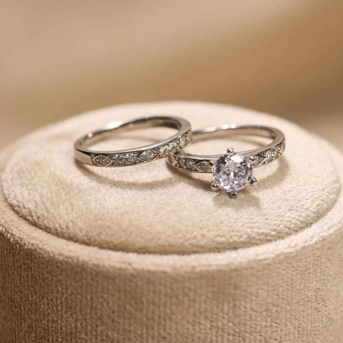 Classic Sparkle Sterling Silver Dual Ring Set - Silvorn India
