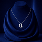 Crescent Moon Pendant Necklace with Teardrop Crystal Accent - Silvorn India