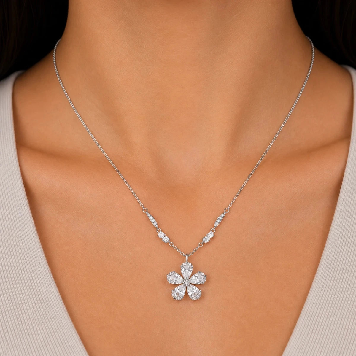 Crystal Bloom Necklace - Silvorn India