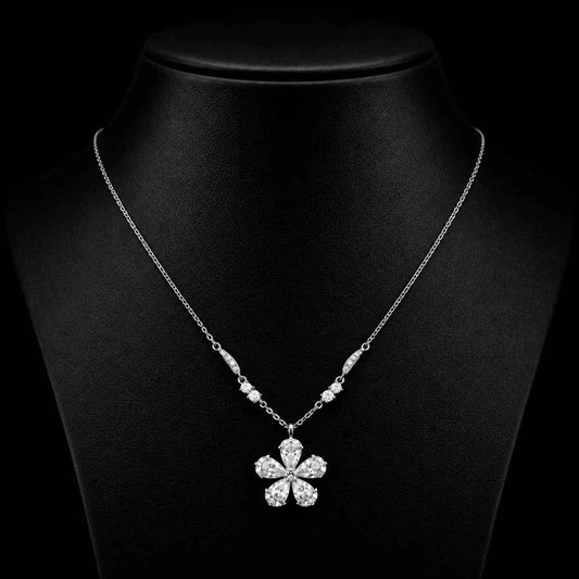 Crystal Bloom Necklace - 925 Silver Jewelery