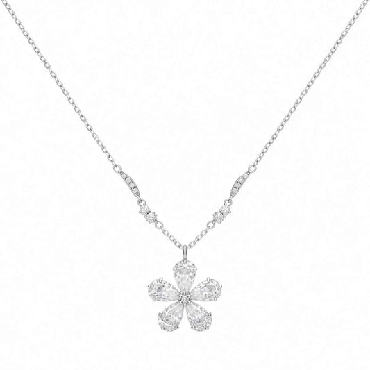 Crystal Bloom Necklace - 925 Silver Jewelery