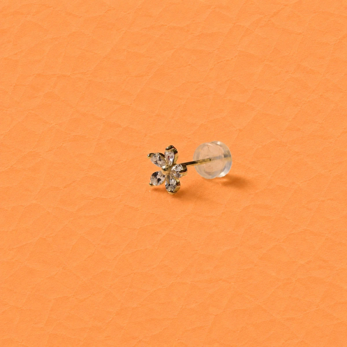 Crystal daisy bloom stud earring with straight post and five-stone flower design