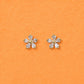 Crystal daisy bloom stud earrings, five-stone flower shape with bright clear sparkle