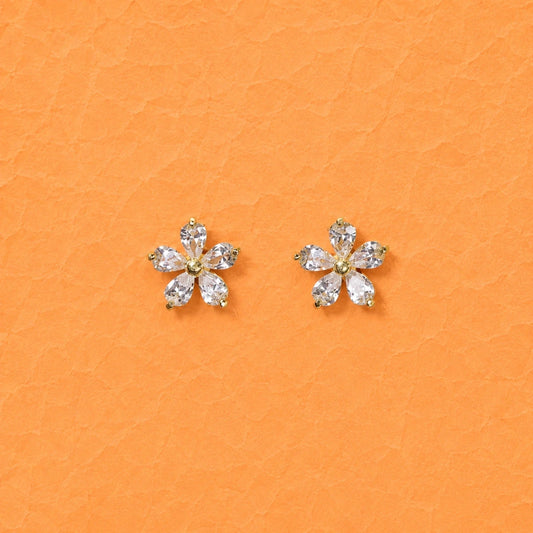 Crystal Daisy Bloom Studs - 925 Silver Jewelery