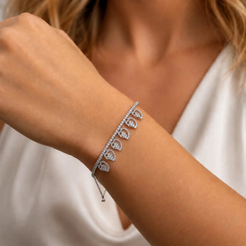 Crystal Heart Charm Bracelet for Women - Silvorn India