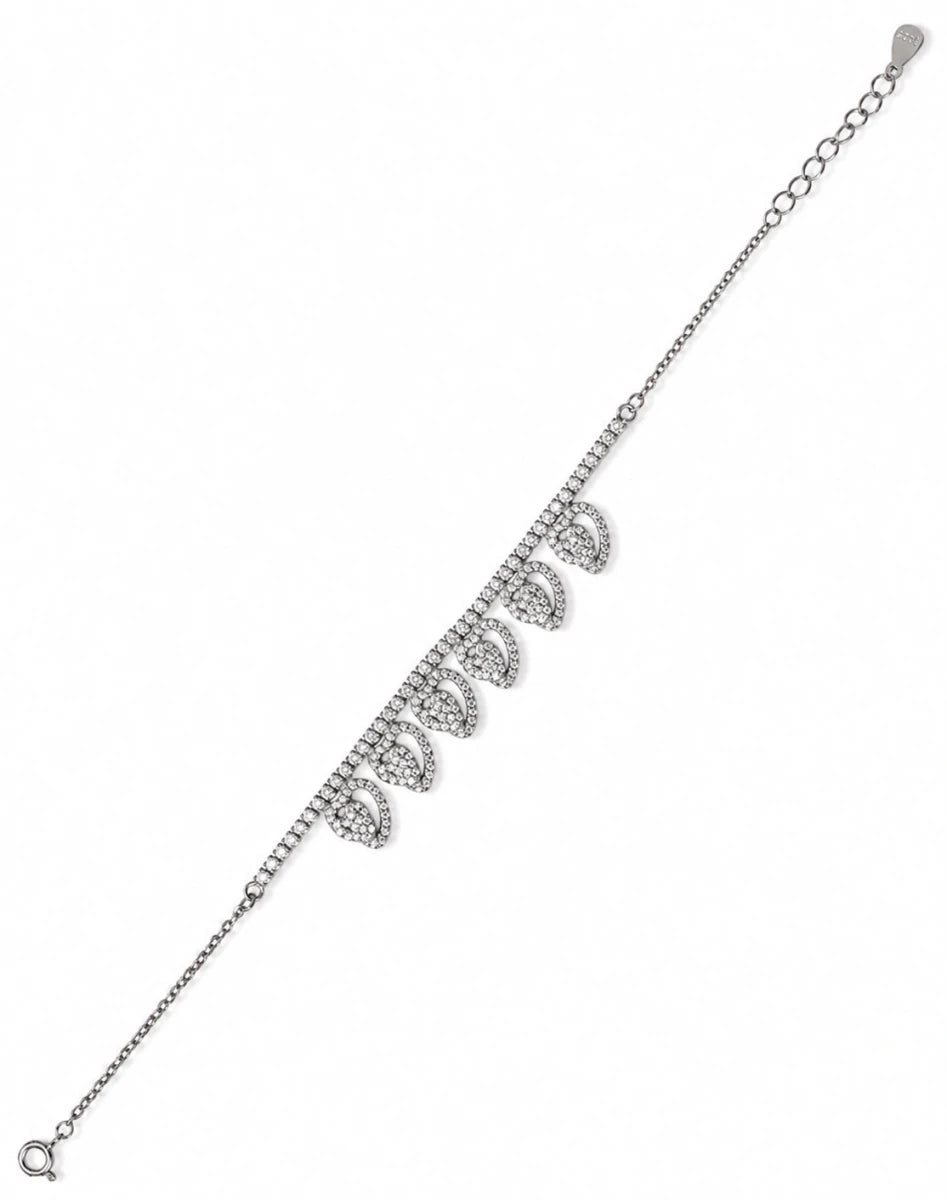 Crystal Heart Charm Bracelet for Women - Silvorn India