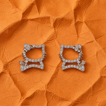Crystal Kitty Studs - Silvorn India