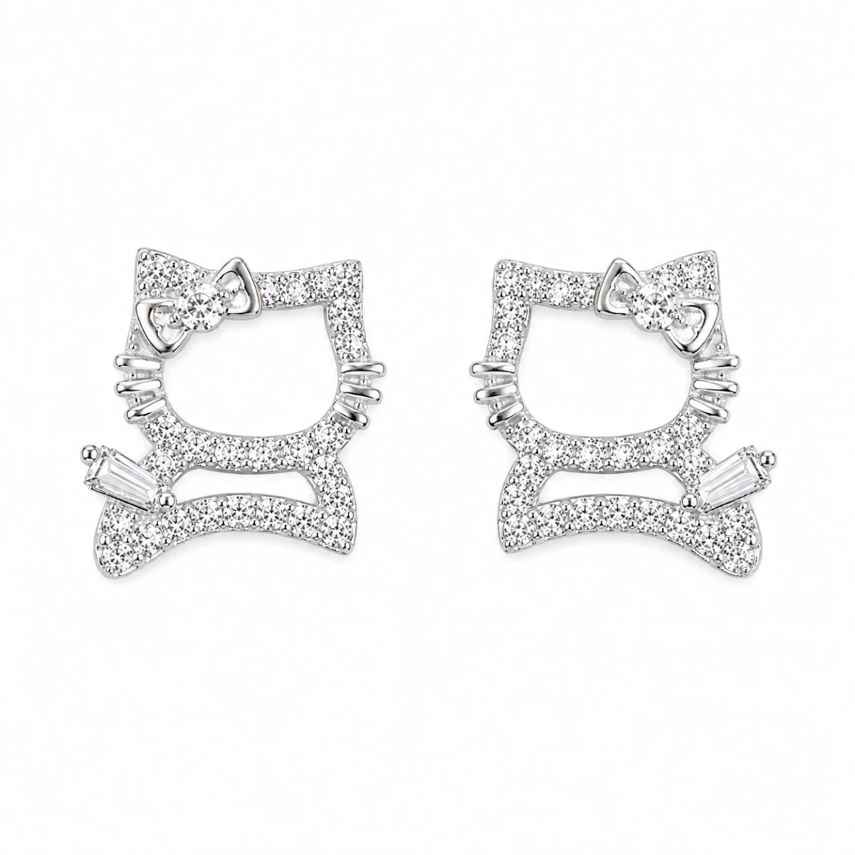 Crystal Kitty Studs - Silvorn India