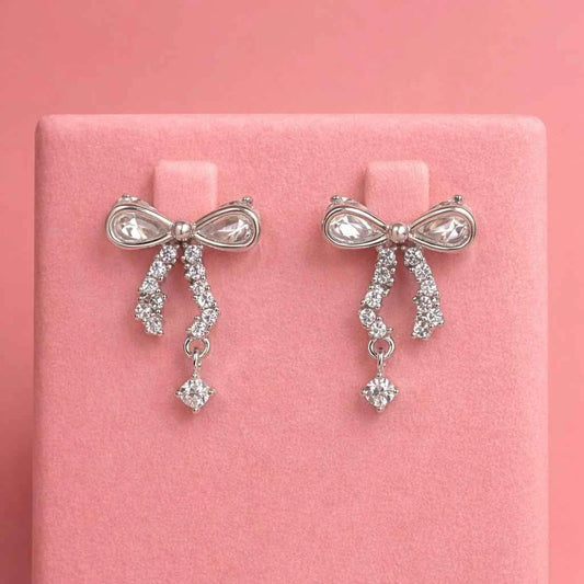 Crystal Knot Drop Earrings - 925 Silver Jewelery