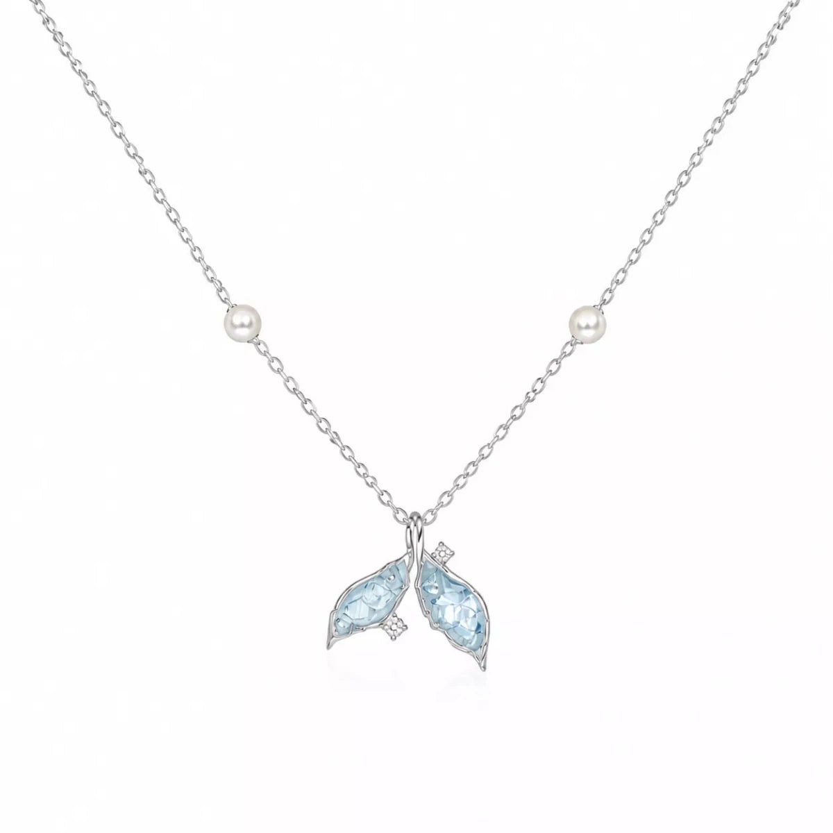 Crystal Leaf Charm Pendant Necklace - Silvorn India
