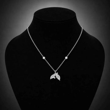 Crystal Leaf Charm Pendant Necklace