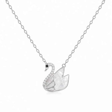 Crystal Swan Elegance Pendant Necklace