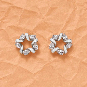 Cubic Zirconia Swirl Star Studs