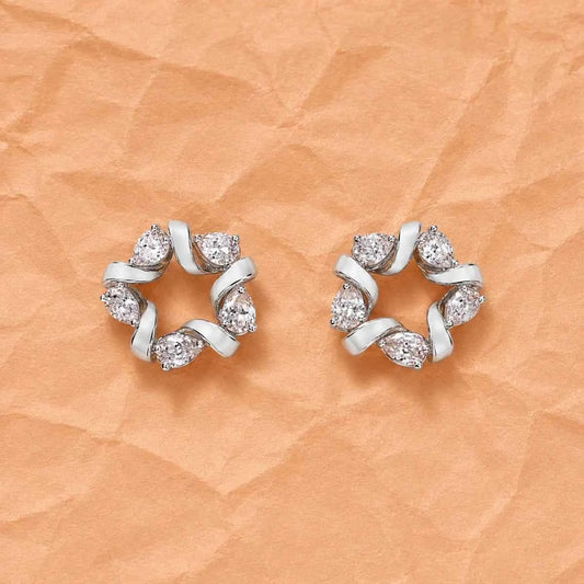 Cubic Zirconia Swirl Star Studs