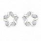Silver star stud earrings with cubic zirconia stones in a swirl setting