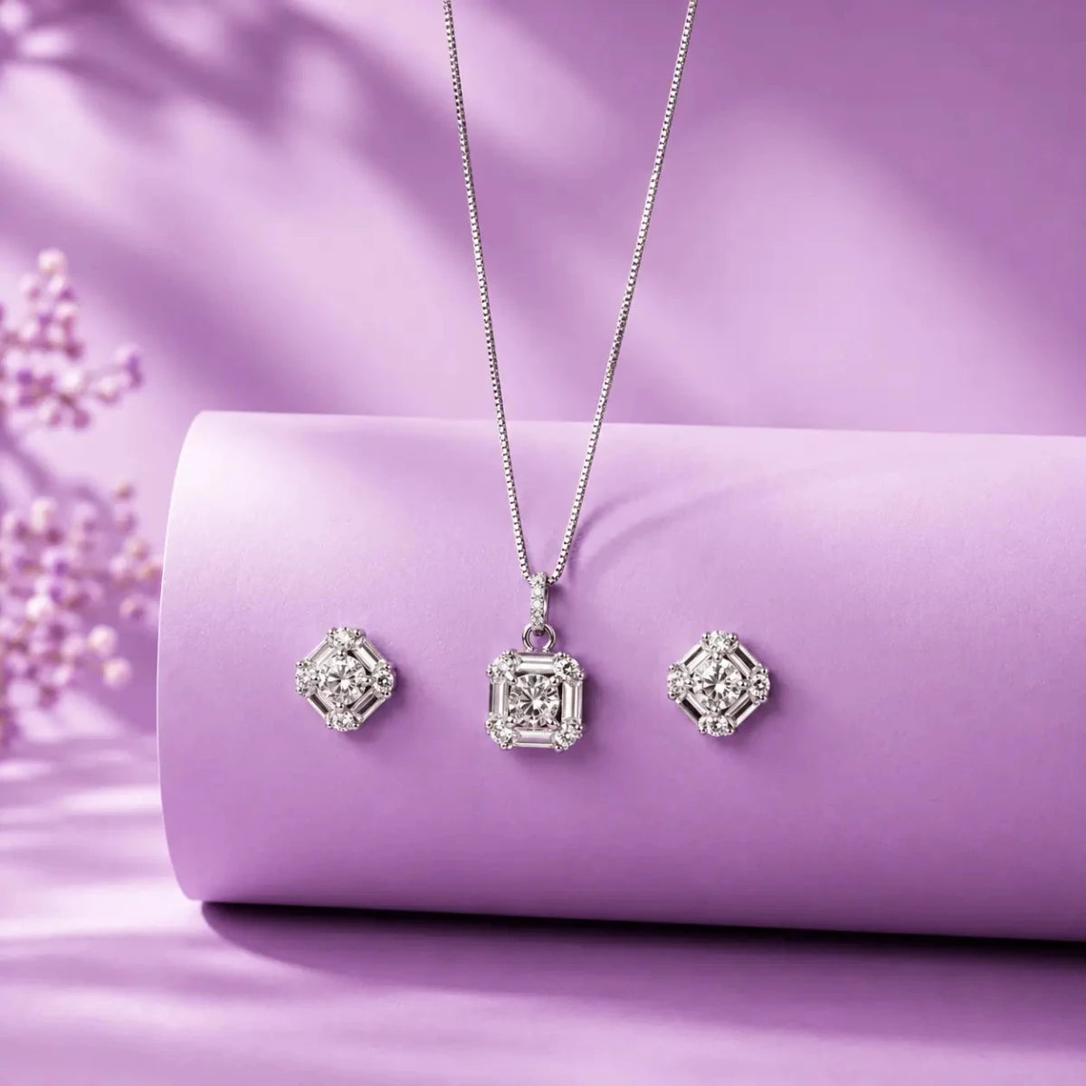 Cut Crystal Pendant Set for Women - Silvorn India