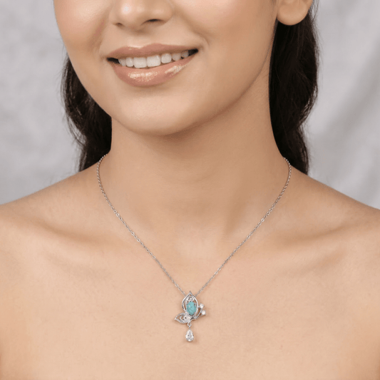 Delicate Turquoise Butterfly Charm Necklace in - 925 Silver Jewelery