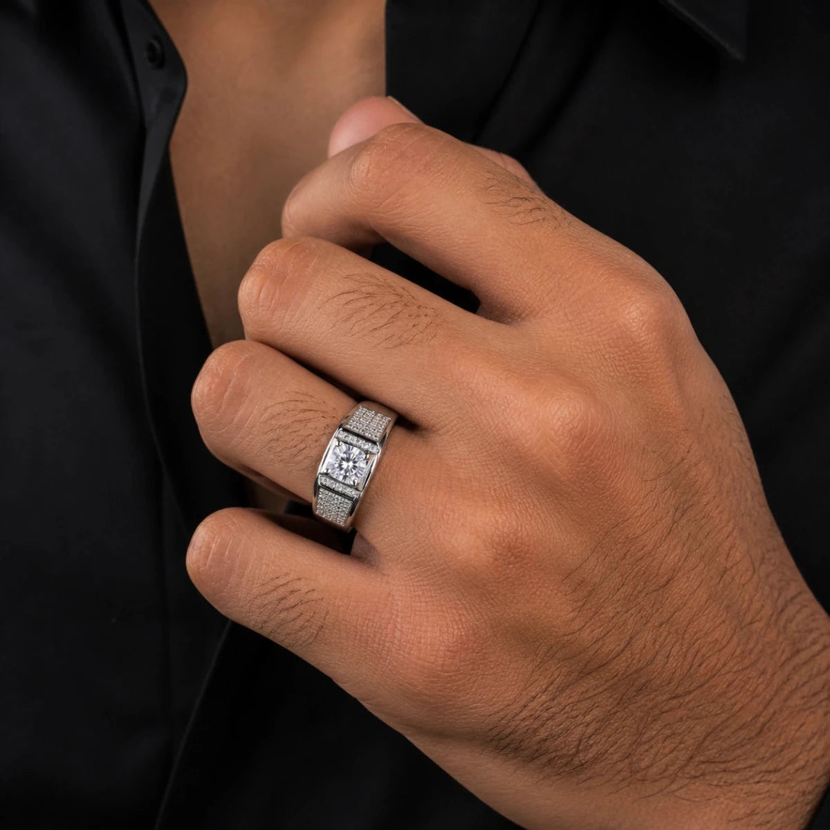 Diamond Crest Sterling Silver Ring - Silvorn India
