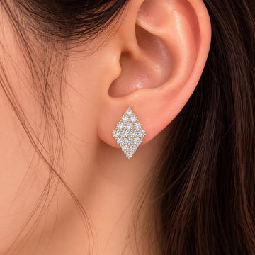 Diamond - Shaped Cubic Zirconia Studs | 925 Sterling Silver - Silvorn India
