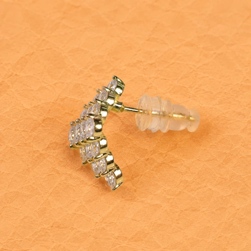 Diamond-shaped cubic zirconia stud earring, side view with butterfly back, 925 silver