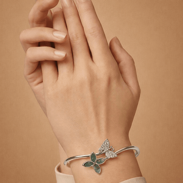 Dual Butterfly Sterling Open Cuff Bracelet for Women - Silvorn India