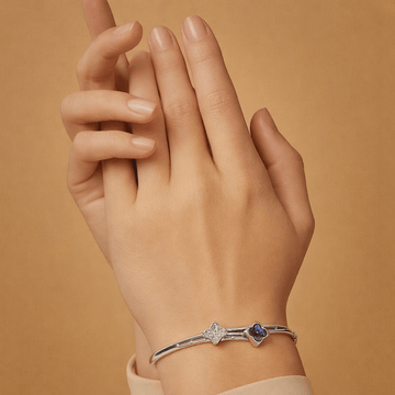 Dual Floral Accent Sterling Cuff Bracelet for Women - Silvorn India
