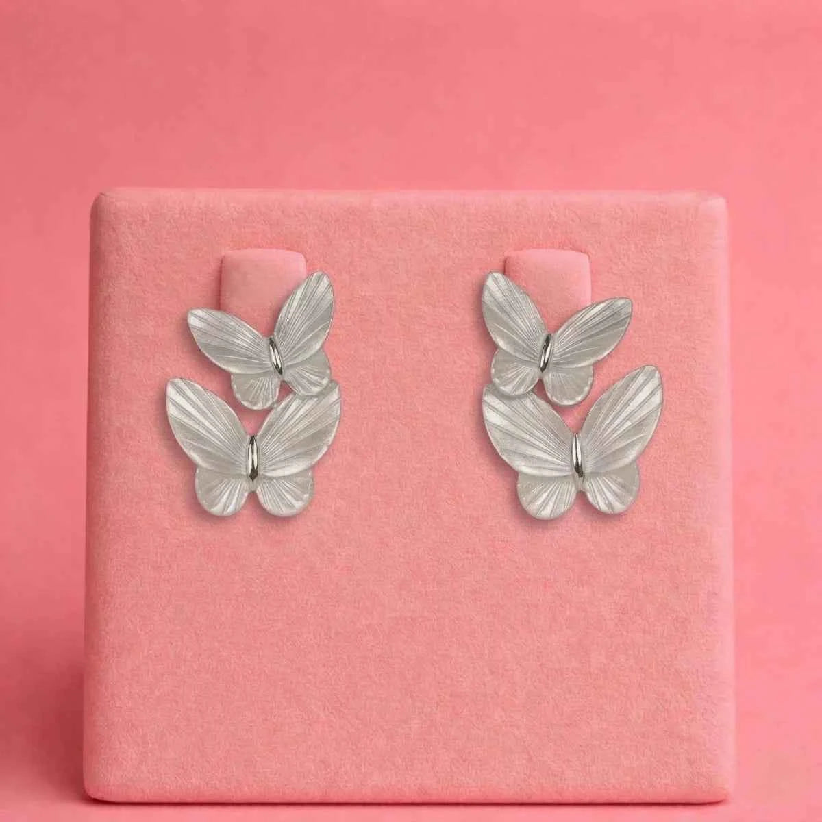 Duo Butterfly Silk-Finish Studs