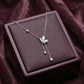 Elegant Butterfly Drop Pendant Necklace with Dangling Crystals - Silvorn India