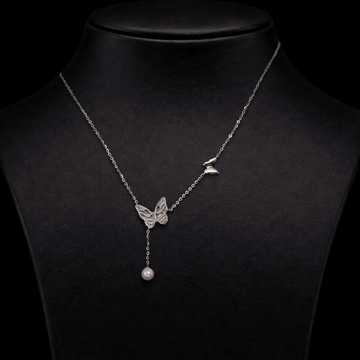 Elegant Butterfly Pearl Drop Pendant - Silvorn India
